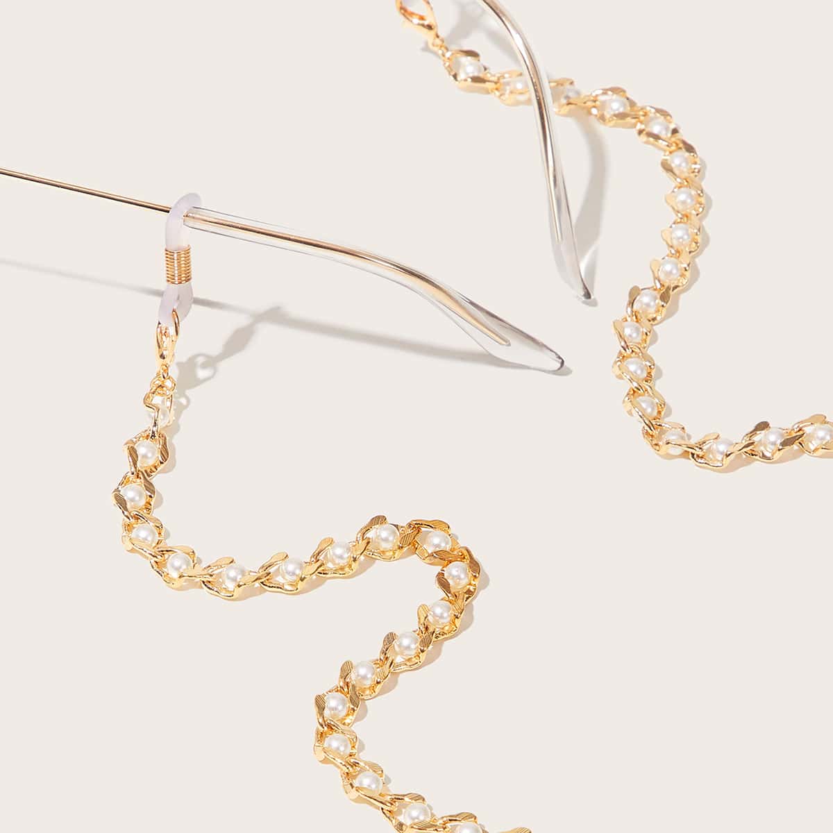 

Faux Pearl Decor Glasses Chain, Gold
