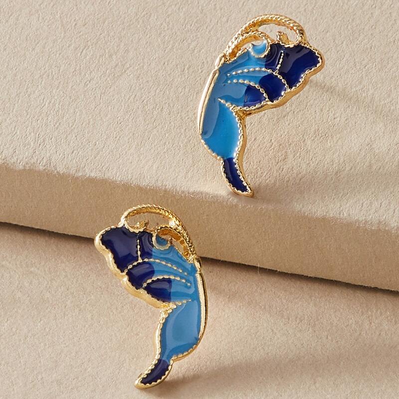 

1pair Butterfly Shaped Earrings, Blue