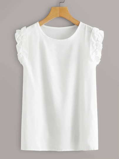 Camisa unicolor de puño fruncido