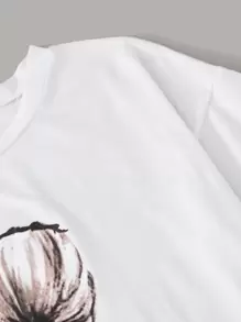 Seusyu Figure Graphic Tee With Drawstring Pocket Detail Cargo Trousers - Multicolor - View 5