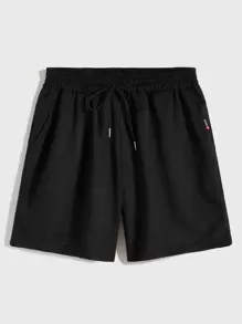 Manfinity Shorts de hombres con cordón con parche - Negro - Ver 1