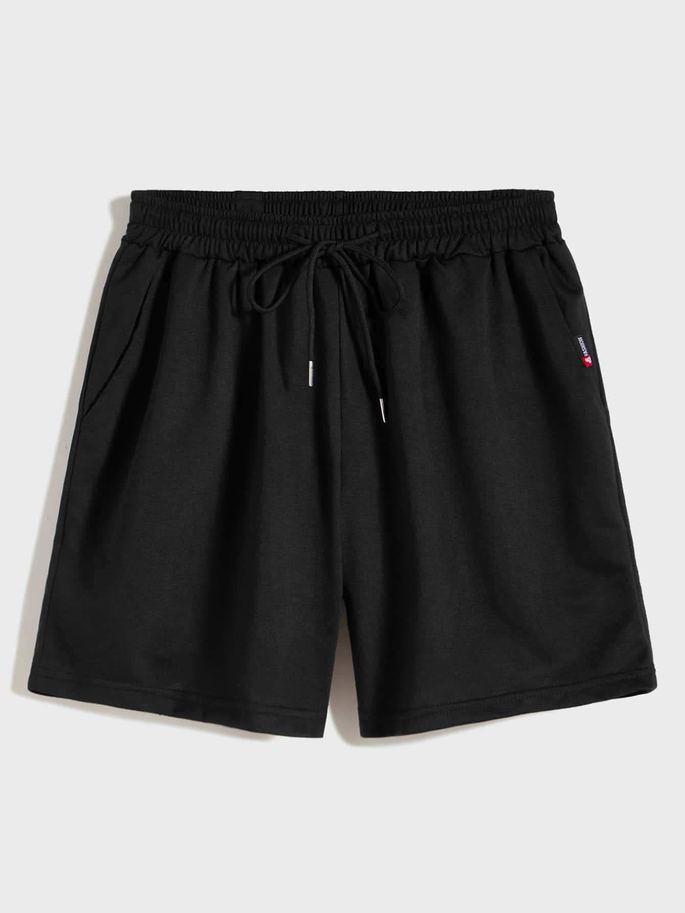Manfinity Shorts de hombres con cordón con parche - Negro - Ver 1