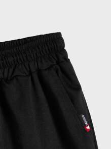 Manfinity Shorts de hombres con cordón con parche - Negro - Ver 3