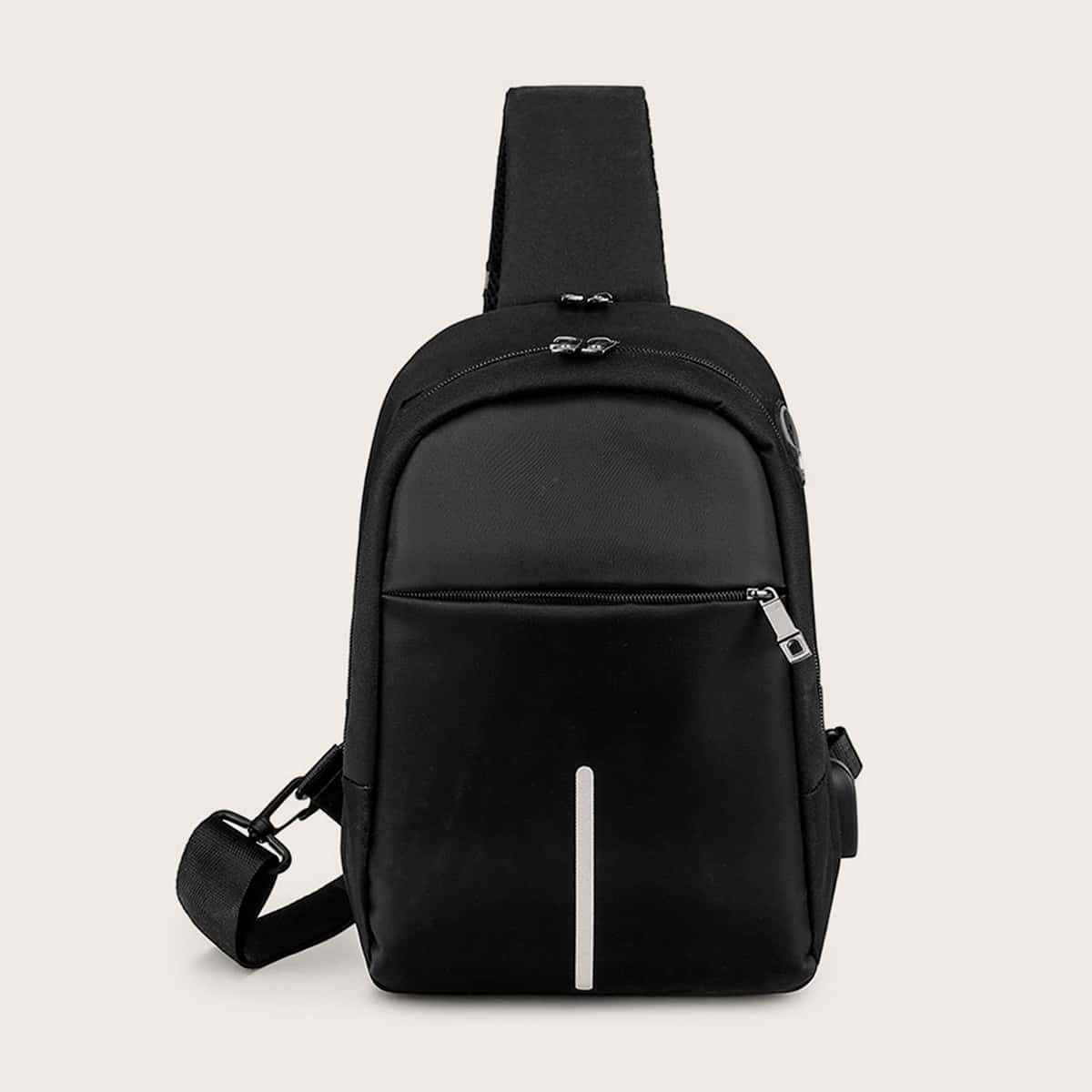 

Guys Zip Front Sling Bag, Black