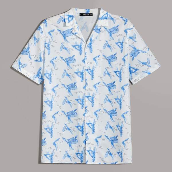 

Men Revere Collar Tropical Shirt, Multicolor