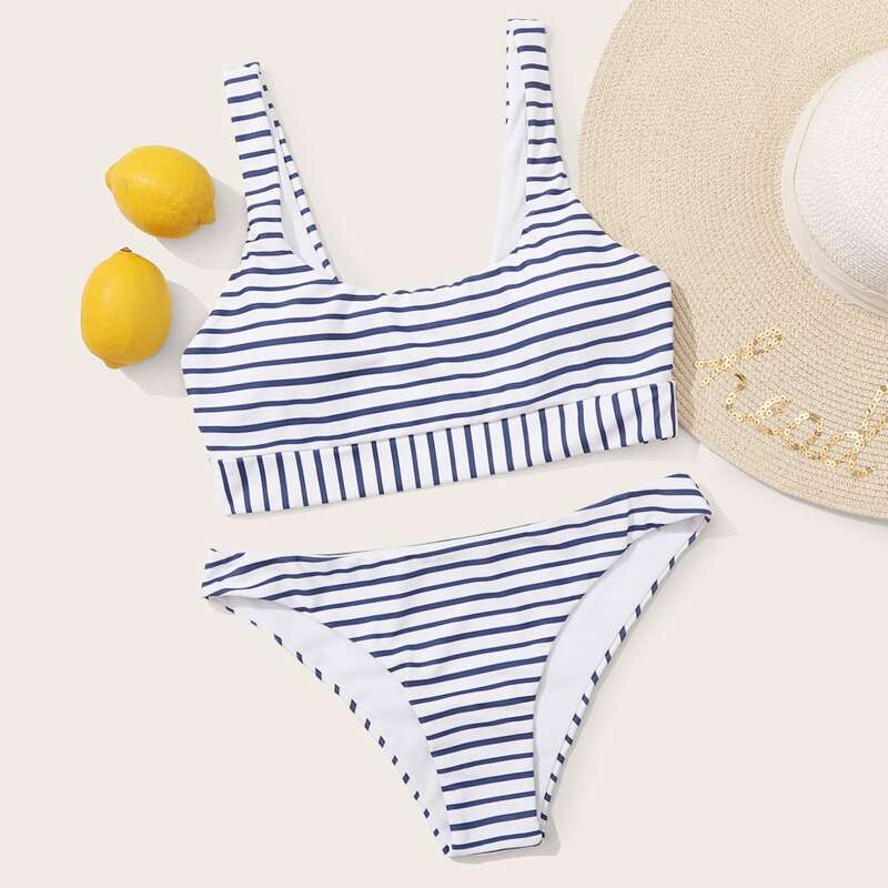 

Striped Bikini Swimsuit, Multicolor