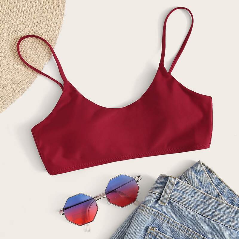 

Adjustable Strap Bikini Top, Burgundy