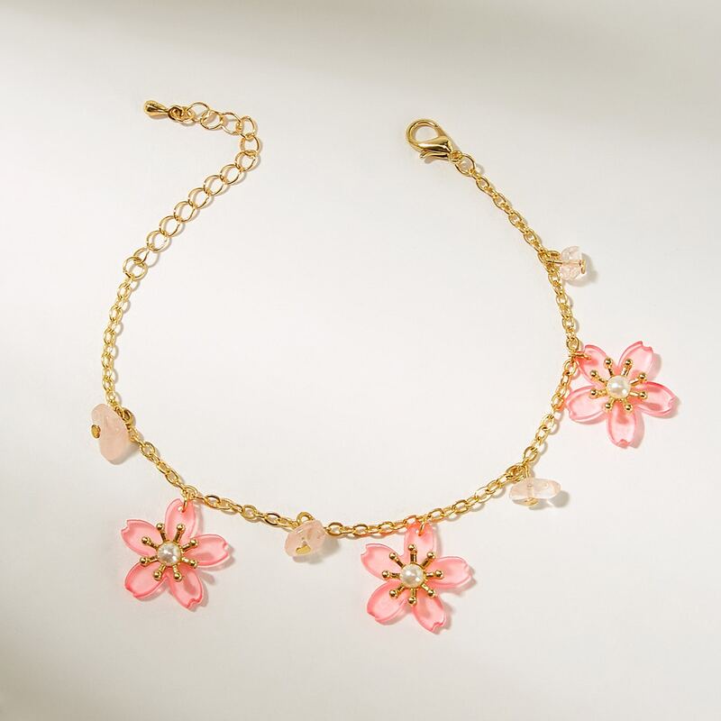 

1pc Flower Charm Chain Bracelet, Multicolor