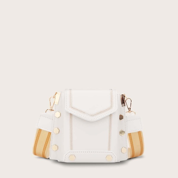

Studded & Stitch Detail Crossbody Bag, White
