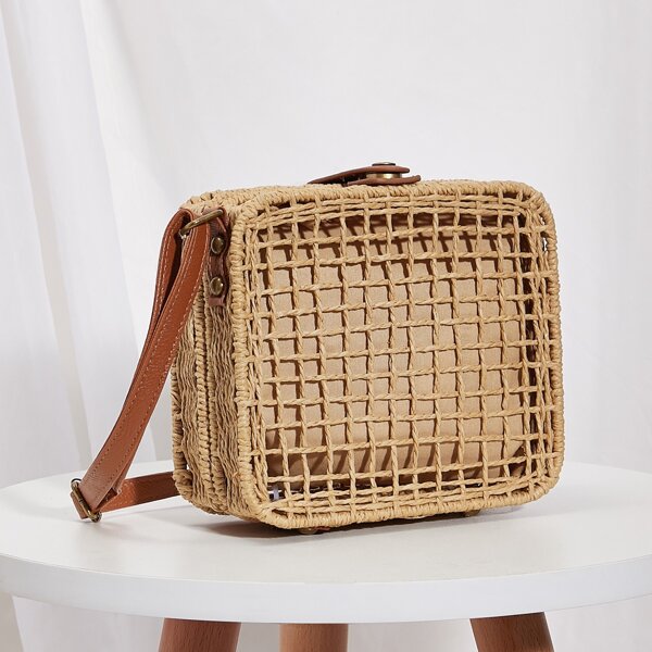 

Crochet Hollow Out Crossbody Bag, Khaki