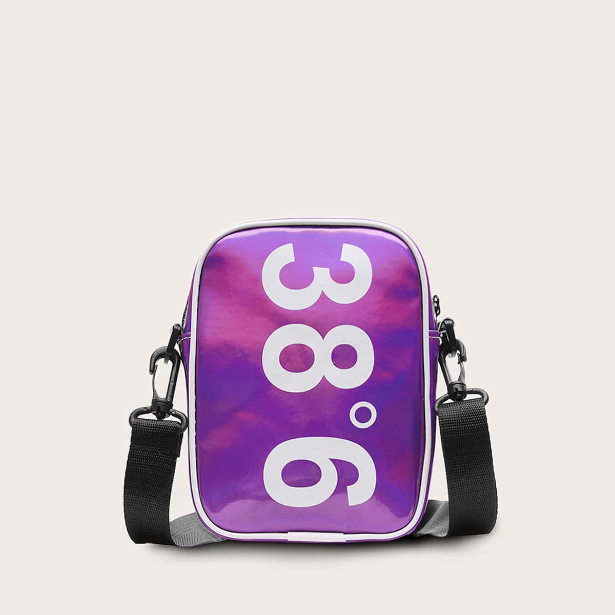 

Number Print Laser Crossbody Bag, Pink