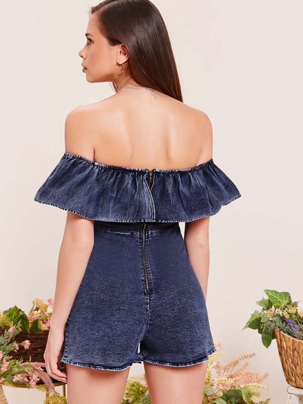 bardot denim romper