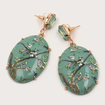 juran 1 cặp hoa & chim trang trí hình học thả bông tai Valentine, Mẹ, Mẹ, Ngày của Mẹ, Quà tặng