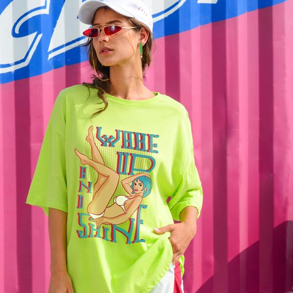 

Letter & Figure Print Tee, Green bright