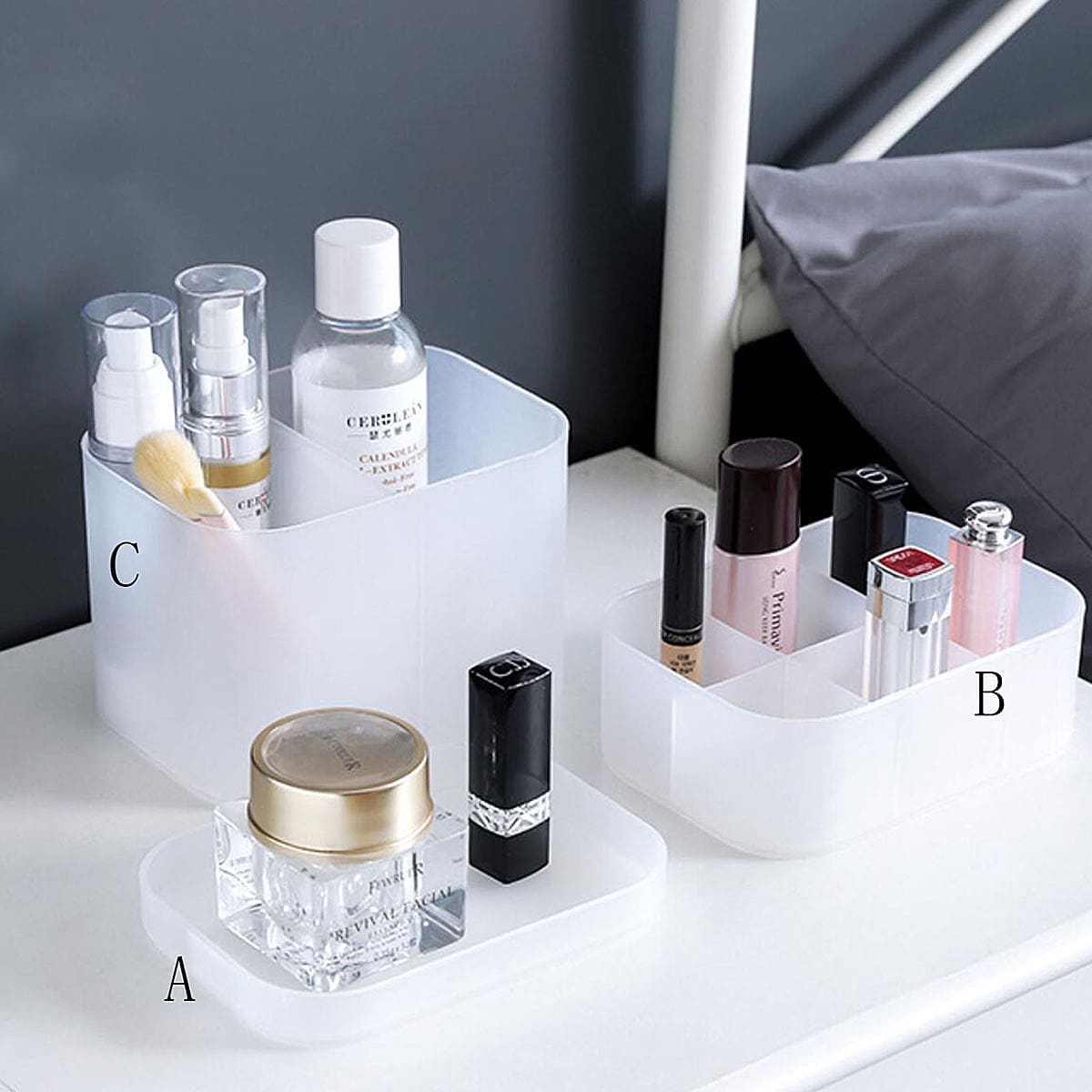 

1pc Multi Grid Cosmetic Storage Box, White