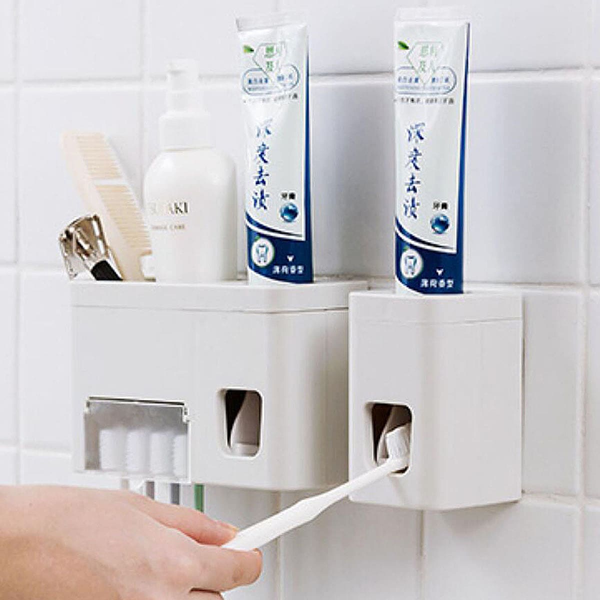 

1pc Toothbrush & Toothpaste Holder, White