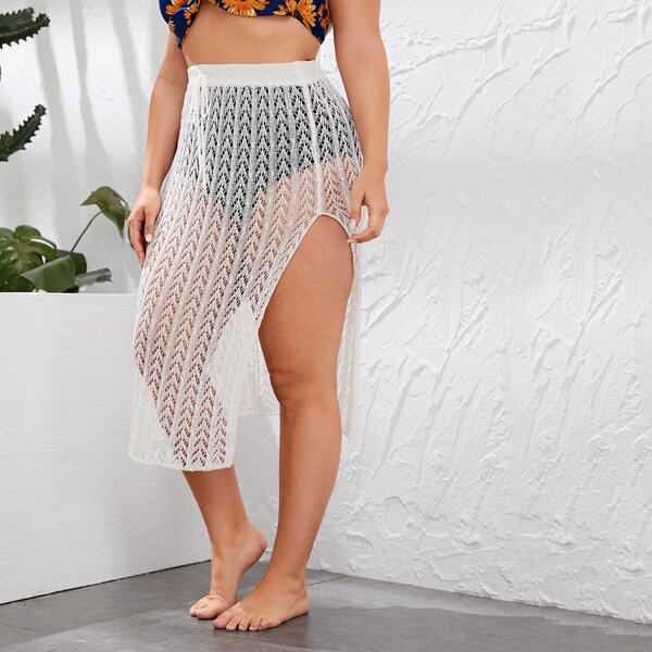 

Накидка-юбка вязаная крючком размера плюс, Белый