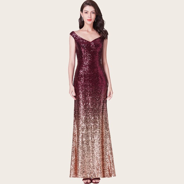 

Fishtail Hem Ombre Sequin Prom Dress, Multicolor