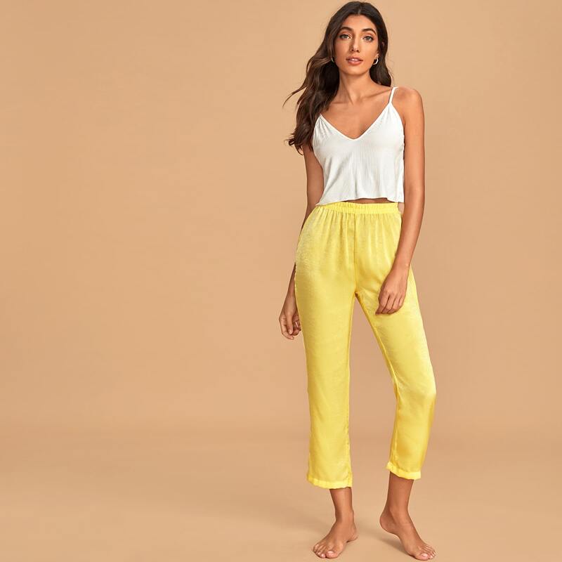 

Solid Cami Top & Pants PJ Set, Multicolor
