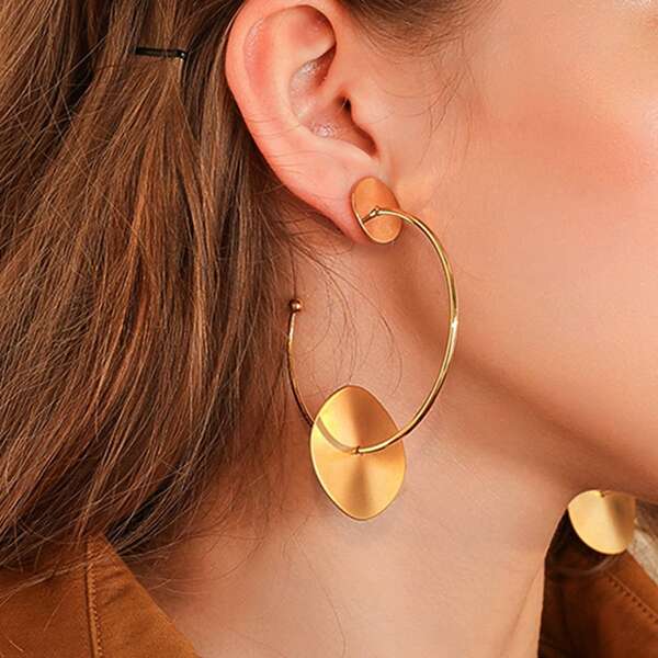 

Серьги с декором кольца 1 пара, Золотистый