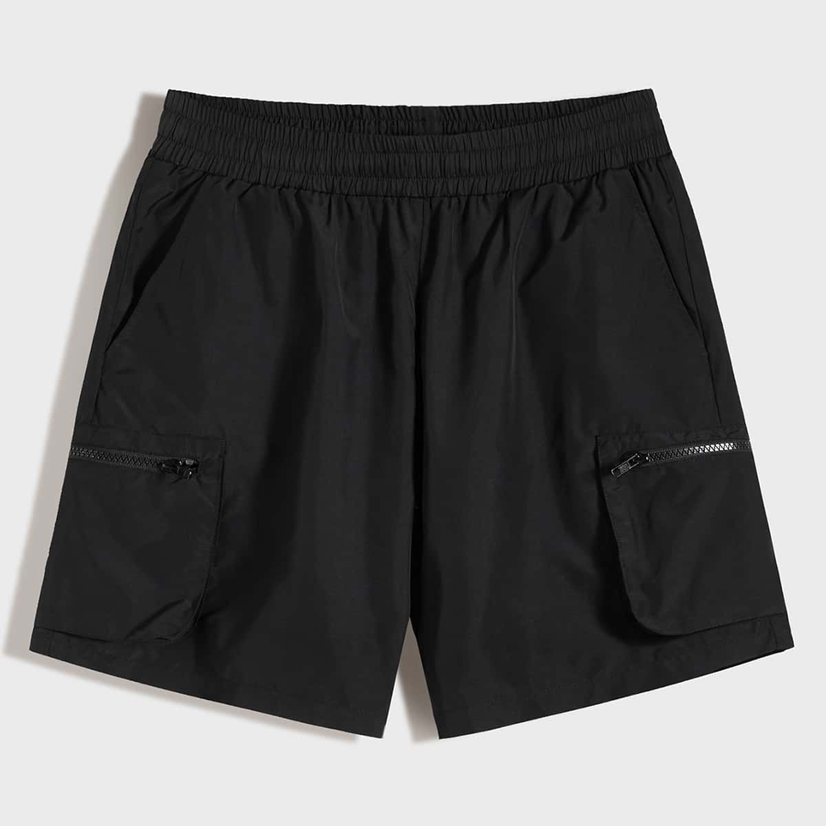 

Guys Zipper Pocket Windbreaker Shorts, Black