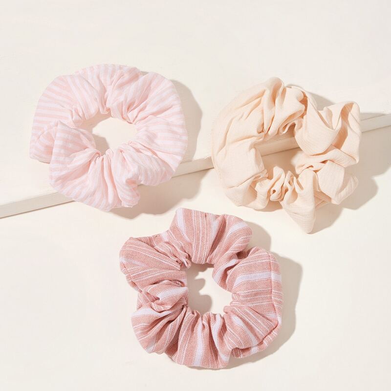 

3pcs Striped Pattern Scrunchie, Multicolor