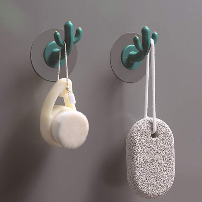 

1pc Cactus Shaped Wall Hook, Green