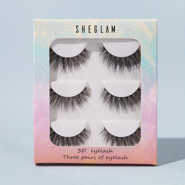 

3pairs Thick Fake Eyelashes, Black