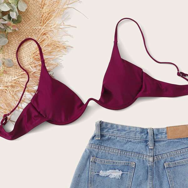 

Adjustable Strap Underwire Bikini Top, Burgundy