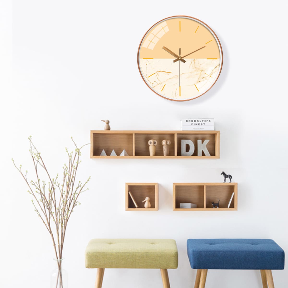 

Marble Print Wall Clock, Yellow