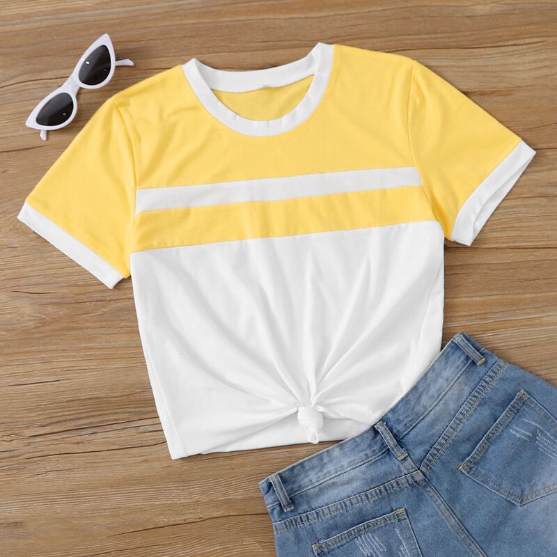 

Contrast Panel Short Sleeve Tee, Multicolor
