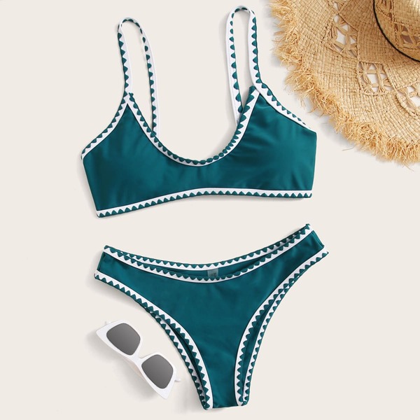

Whip Stitch Tie Back Bikini Swimsuit, Green