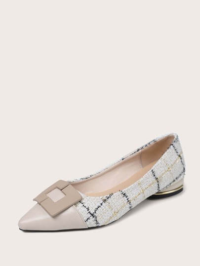 Cap Toe Plaid Pattern Flats