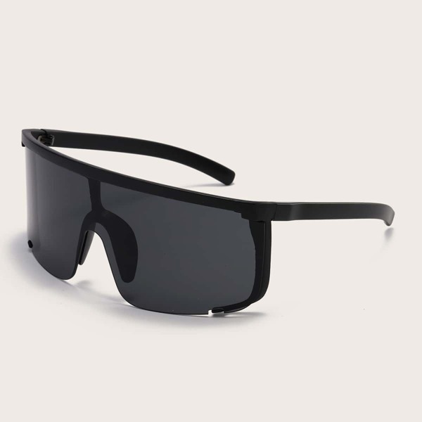 

Men Flat Top Shield Sunglasses, Black