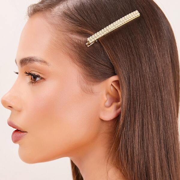 

Rhinestone Baguette Rectangle Single Hair Clip, Gold