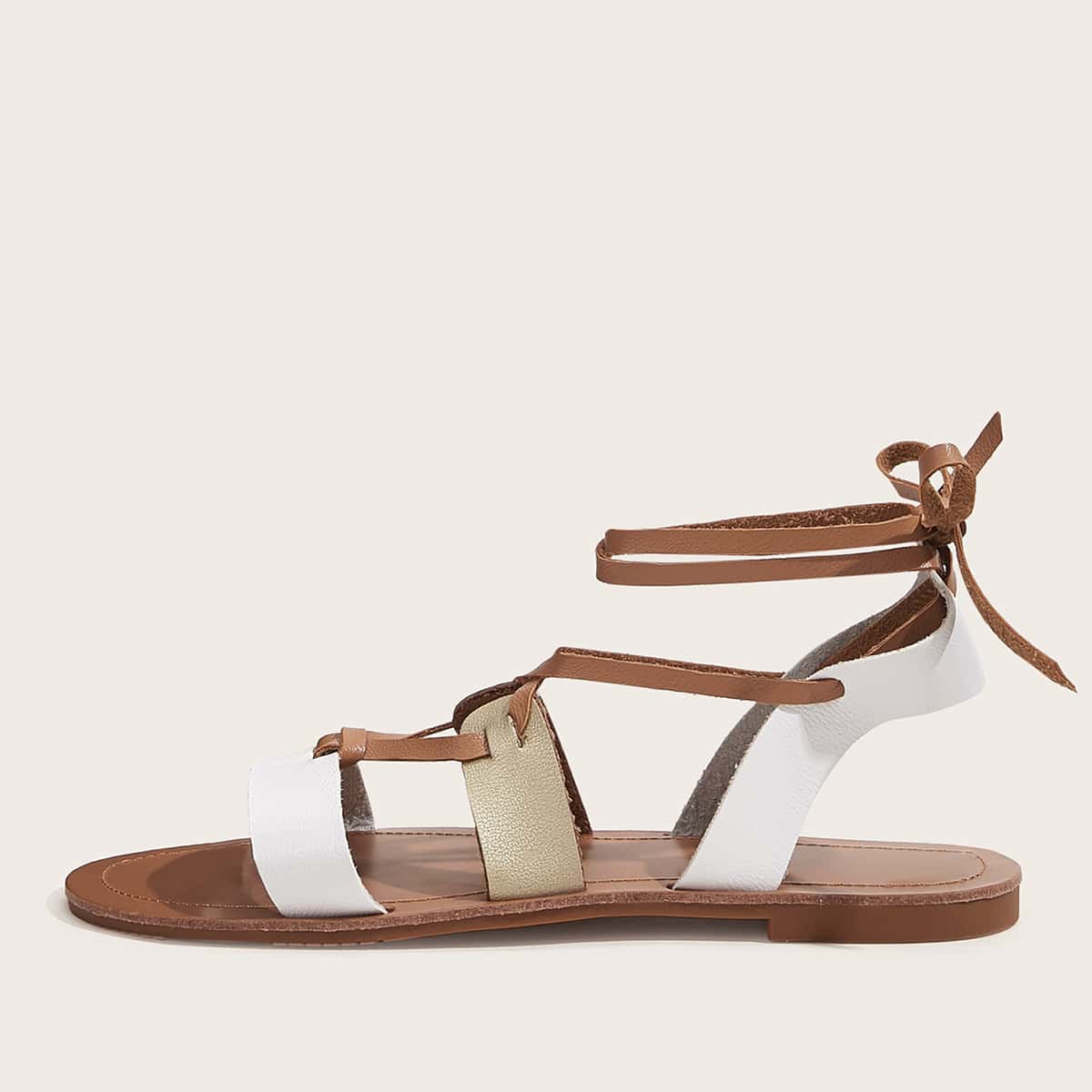 

Tie Leg Flat Sandals, Multicolor