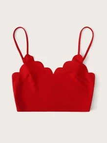 SHEIN Privé Scallop Trim Crop Cami Top - Red - View 3