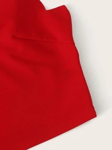 SHEIN Privé Scallop Trim Crop Cami Top - Red - View 4