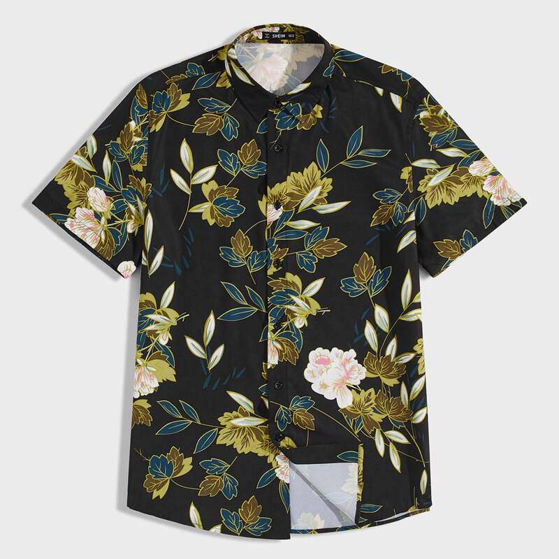 

Guys Botanical Print Shirt, Multicolor