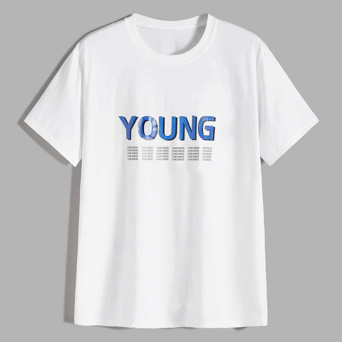 

Guys Letter Graphic Round Neck Tee, White