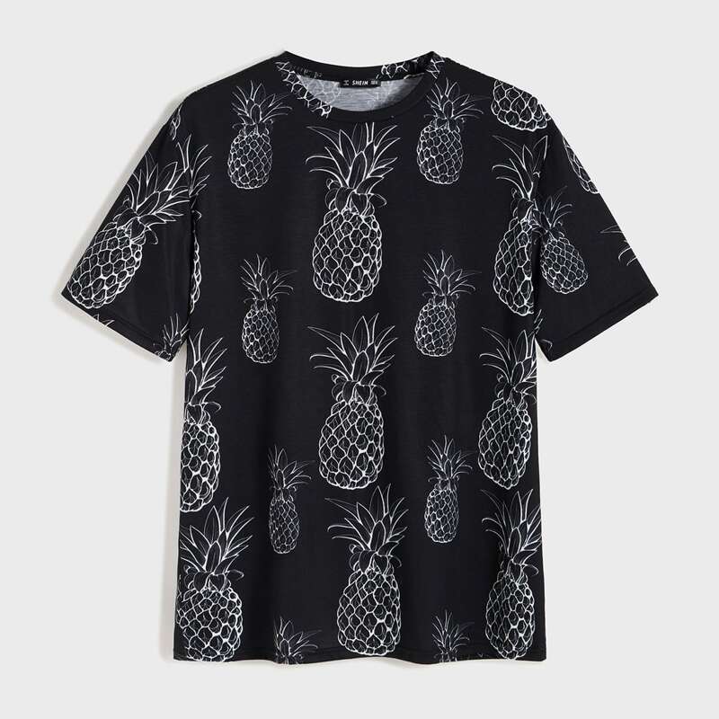 

Guys Pineapple Print Top, Black