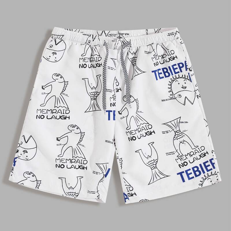 

Guys Cartoon Graphic Drawstring Shorts, Multicolor