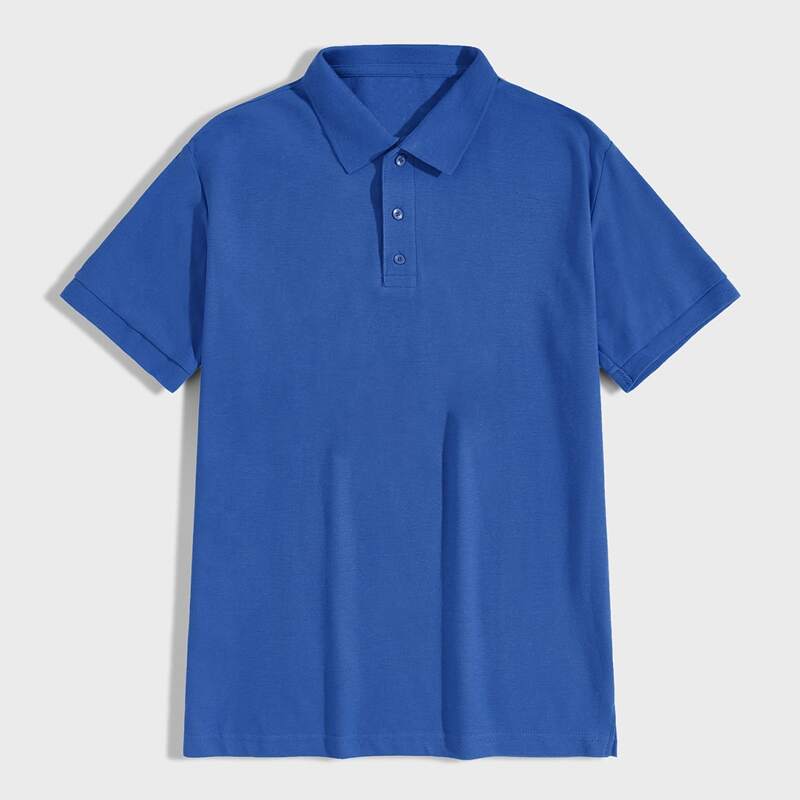 

Guys Solid Half Button Polo Shirt, Blue