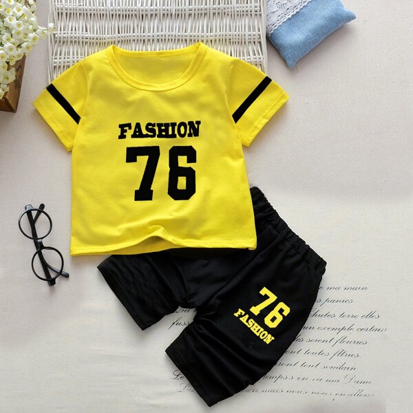 

Toddler Boys Letter Graphic Tee With Shorts, Multicolor