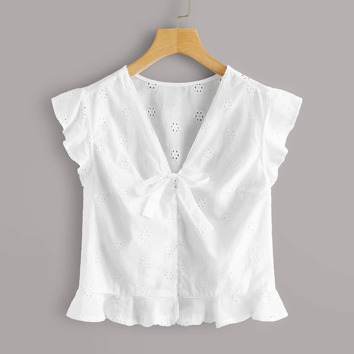 

Schiffy Tie Front Crop Blouse, White