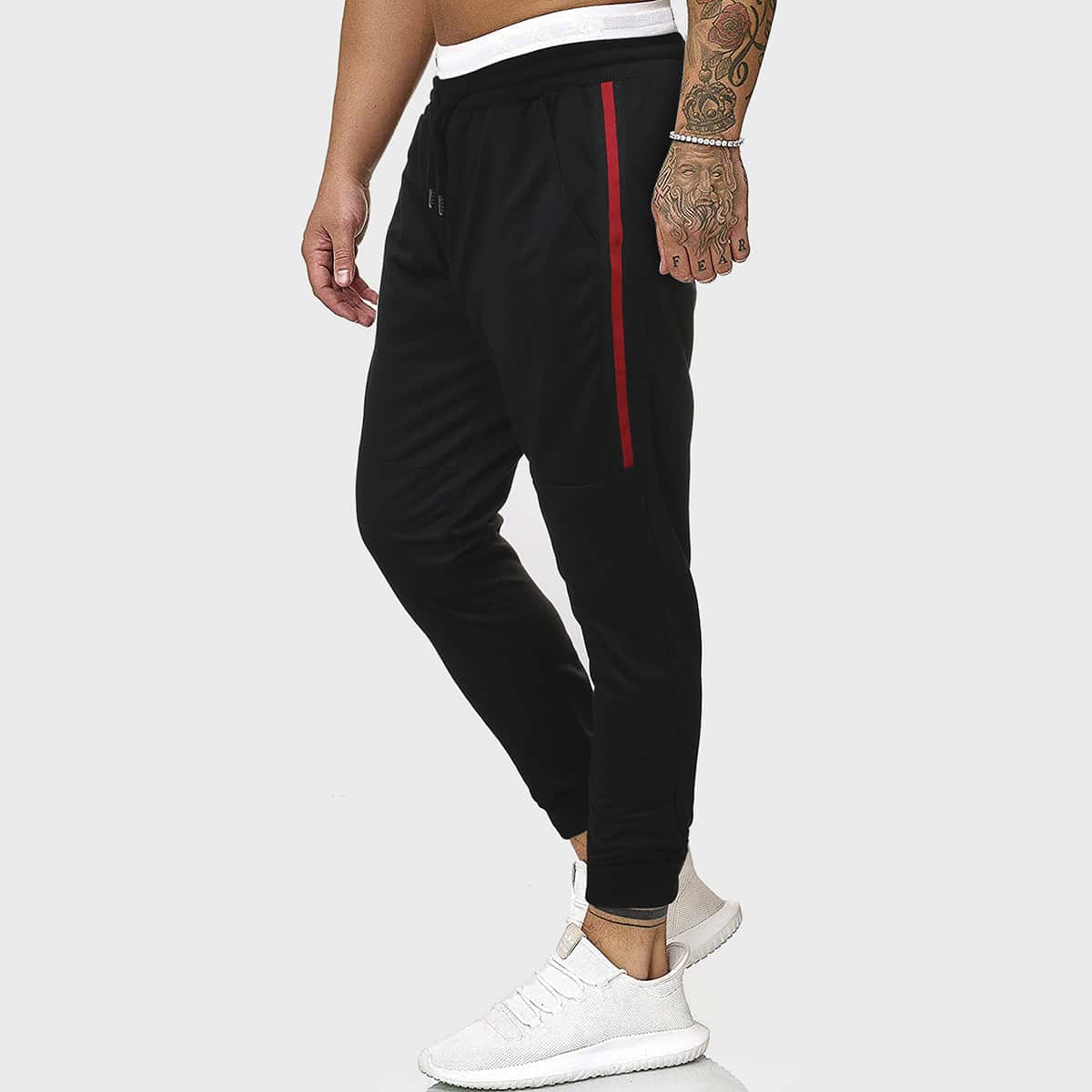 

Guys Drawstring Waist Pocket Side Sweatpants, Black