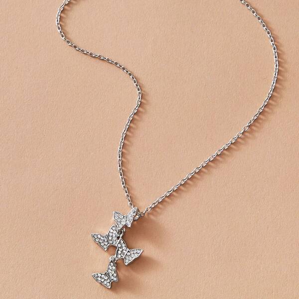 

1pc Butterfly Charm Necklace, Silver