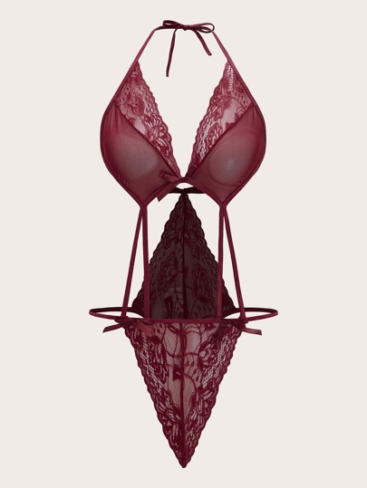 Borgonha Corte Fora Simples Lingerie sensual