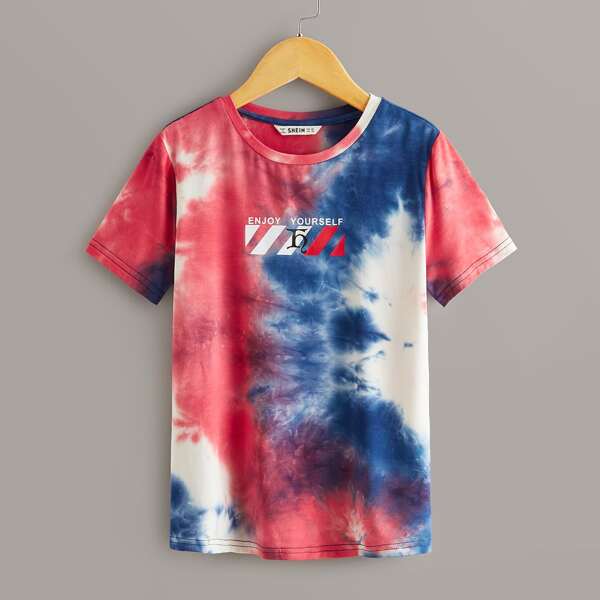 

Boys Slogan Graphic Tie Dye Tee, Multicolor
