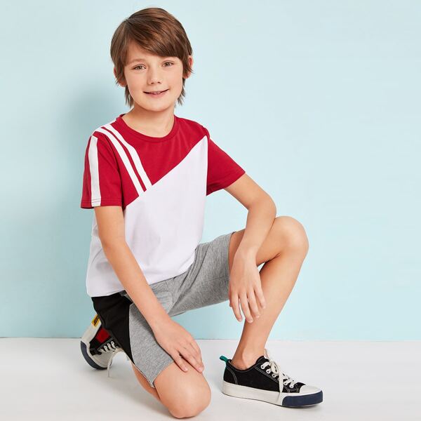 

Boys Colorblock Top & Sweat Shorts Set, Multicolor